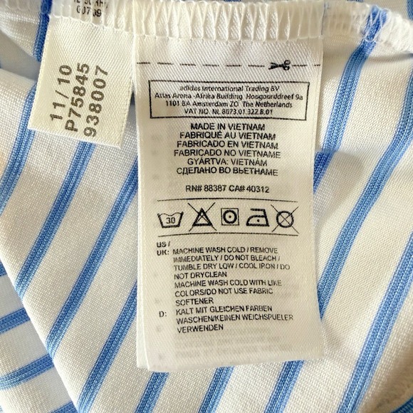 Addidas Women's Ultimate Lite White & Blue Stripe Sleeveless Golf Shirt Large - Picture 7 of 9